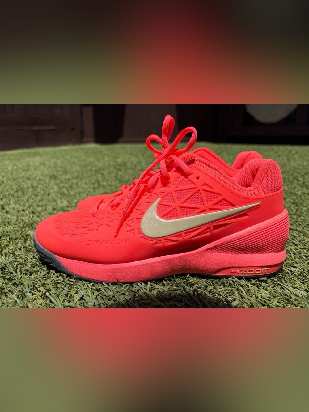 Nike Women ’s Neon Pink Athletic Shoes with Metallic Swoosh